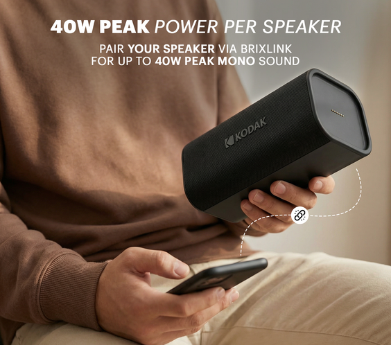 KODAK SOUNDBRIX Plus Portable Bluetooth Speaker -  Midnight Black